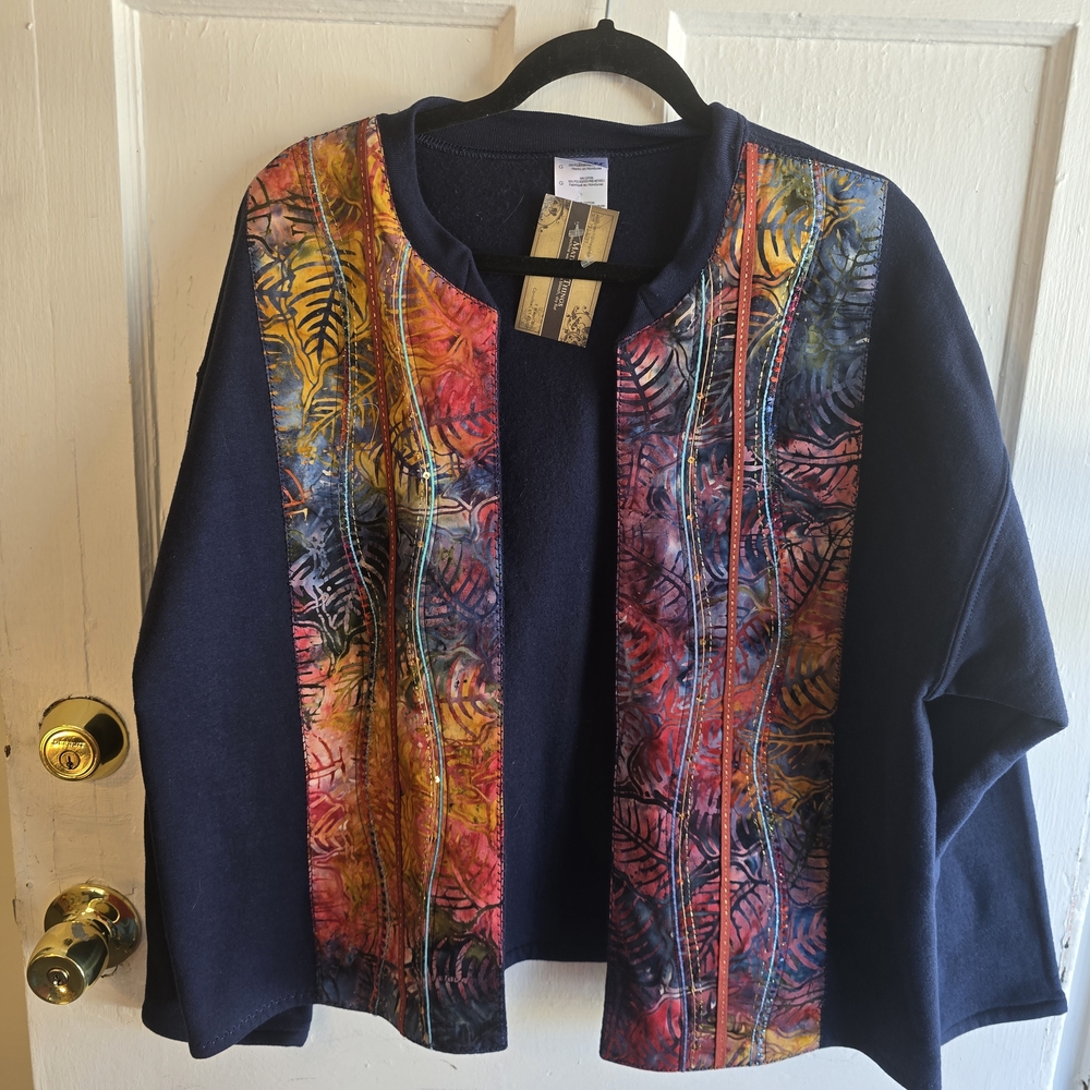 Navy and Multicolor Women's Bomber Jacket